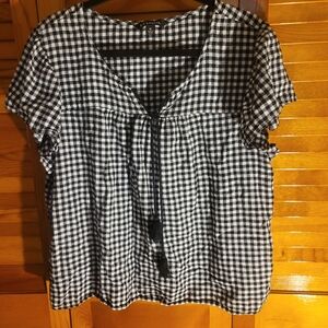 Zac & Rachel Black and White Gingham Blouse
